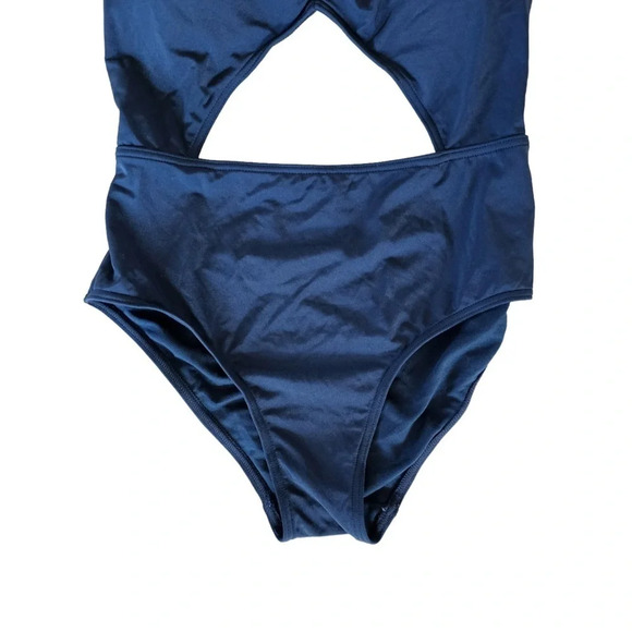 Abercrombie halter cut out one piece bathing suit monokini navy blue XS - Picture 5 of 11
